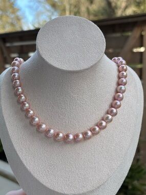 9mm Elegant Freshwater Pink Pearl Necklace